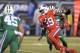 Buffalo Bills running back Karlos Williams (29) scores on a touchdown pass from Buffalo Bills quarterback Tyrod Taylor, not pictured, during the second half of an NFL football game against the New York Jets, Thursday, Nov. 12, 2015, in East Rutherford, N.J. (AP Photo/Bill Kostroun)