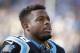 Carolina Panthers' Jonathan Stewart (28) before an NFL football game against the Atlanta Falcons in Charlotte, N.C., Sunday, Dec. 13, 2015. The Panthers won 38-0. (AP Photo/Bob Leverone)