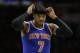 New York Knicks' Carmelo Anthony in action during an NBA basketball game against the Philadelphia 76ers, Friday, Dec. 18, 2015, in Philadelphia. (AP Photo/Matt Slocum)