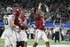Alabama running back Derrick Henry (2) celebrates his touchdown against Michigan State during the first half of the Cotton Bowl NCAA college football semifinal playoff game, Thursday, Dec. 31, 2015, in Arlington, Texas. (AP Photo/LM Otero)
