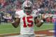 Ohio State running back Ezekiel Elliott (15) gestures as he celebrates his fourth touchdown of the game against Notre Dame during the second half of the Fiesta Bowl NCAA College football game, Friday, Jan. 1, 2016, in Glendale, Ariz. (AP Photo/Ross D. Franklin)