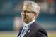 Miami Dolphins general manager Dennis Hickey on the field before an NFL football game against the New York Giants, Monday, Dec. 14, 2015, in Miami Gardens, Fla. (AP Photo/Wilfredo Lee)