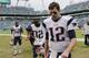 New England Patriots quarterback Tom Brady (12) leaves the field at the end of an NFL football game, Sunday, Jan. 3, 2016, in Miami Gardens, Fla. The Dolphins defeated the Patriots 20-10. (AP Photo/Lynne Sladky)
