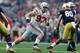GLENDALE, AZ - JANUARY 01: Defensive lineman Joey Bosa #97 of the Ohio State Buckeyes runs during the first quarter of the BattleFrog Fiesta Bowl against the Notre Dame Fighting Irish at University of Phoenix Stadium on January 1, 2016 in Glendale, Arizona. (Photo by Christian Petersen/Getty Images)