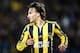 Fenerbahce's Lazar Markovic celebrates after scoring during the UEFA Europa League football match between Fenerbahce and Celtic at Fenerbahce Sukru Saracoglu stadium in Istanbul on December 10, 2015. / AFP / OZAN KOSE (Photo credit should read OZAN KOSE/AFP/Getty Images)
