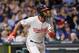 Washington Nationals' Denard Span (2) watches his home run off Chicago Cubs relief pitcher Pedro Strop during the eighth inning of a baseball game Tuesday, May 26, 2015, in Chicago. (AP Photo/Charles Rex Arbogast)