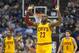 Jan 8, 2016; Minneapolis, MN, USA; Cleveland Cavaliers forward LeBron James (23) raises his arms in the air after dunking the ball in the first half against the Minnesota Timberwolves at Target Center. Mandatory Credit: Jesse Johnson-USA TODAY Sports