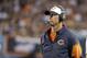 Chicago Bears offensive coordinator Adam Gase during the first half of an NFL preseason football game against the Miami Dolphins in Chicago, Thursday, Aug. 13, 2015. (AP Photo/Nam Y. Huh)