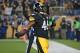 PITTSBURGH, PA - DECEMBER 6: Fullback Will Johnson #46 of the Pittsburgh Steelers holds the football after catching a pass and scoring on a two-point conversion attempt during a game against the Indianapolis Colts at Heinz Field on December 6, 2015 in Pittsburgh, Pennsylvania. The Steelers defeated the Colts 45-10. (Photo by George Gojkovich/Getty Images)