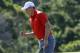 Jordan Spieth reacts to making his eagle putt on the 18th green during the third round of the Tournament of Champions golf tournament, Saturday, Jan. 9, 2016, at Kapalua Plantation Course on Kapalua, Hawaii. (AP Photo/Matt York)