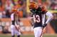 CINCINNATI, OH - JANUARY 09: George Iloka #43 of the Cincinnati Bengals reacts in the fourth quarter against the Pittsburgh Steelers during the AFC Wild Card Playoff game at Paul Brown Stadium on January 9, 2016 in Cincinnati, Ohio. The Pittsburgh Steelers defeated the Cincinnati Bengals with a score of 18 to 16. (Photo by Dylan Buell/Getty Images)