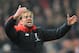 Liverpool manager Juergen Klopp gestures during the first leg of the English League Cup semifinal soccer match between Stoke City and Liverpool at the Britannia Stadium, Stoke on Trent, England, Tuesday, Jan. 5, 2016. (AP Photo/Rui Vieira)