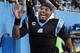 Carolina Panthers' Cam Newton (1) celebrates his team's 15-1 regular season record following an NFL football game against the Tampa Bay Buccaneers in Charlotte, N.C., Sunday, Jan. 3, 2016. The Panthers won 38-10. (AP Photo/Bob Leverone)