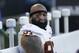 Washington Redskins' Jason Hatcher (97) sits on the bench late in the second half of an NFL football game against the Carolina Panthers in Charlotte, N.C., Sunday, Nov. 22, 2015. The Panthers won 44-16. (AP Photo/Bob Leverone)