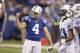 Indianapolis Colts kicker Adam Vinatieri (4) reacts after kicking a field goal against the Tennessee Titans during the first half of an NFL football game in Indianapolis, Sunday, Jan. 3, 2016. (AP Photo/Darron Cummings)