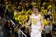 Michigan guard Duncan Robinson (22) celebrates after the final seconds of an NCAA college basketball game against Maryland at Crisler Center in Ann Arbor, Mich., Tuesday, Jan. 12, 2016. Michigan won 70-67. (AP Photo/Tony Ding)