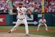St. Louis Cardinals' Carlos Villanueva (33) throws during the fourth inning of Game 2 in baseball's National League Division Series against the Chicago Cubs, Saturday, Oct. 10, 2015, in St. Louis. (AP Photo/Charles Rex Arbogast)