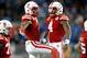 SANTA CLARA, CA - DECEMBER 26: Taariq Allen #7 and Tommy Armstrong Jr. #4 of the Nebraska Cornhuskers celebrate after the Cornhuskers scored a touchdown against the UCLA Bruins during the Foster Farms Bowl at Levi's Stadium on December 26, 2015 in Santa Clara, California. (Photo by Ezra Shaw/Getty Images)
