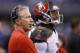 INDIANAPOLIS, IN - NOVEMBER 29: Offensive coordinator Dirk Koetter and Jameis Winston #3 of the Tampa Bay Buccaneers look on against the Indianapolis Colts during the game at Lucas Oil Stadium on November 29, 2015 in Indianapolis, Indiana. The Colts defeated the Bucs 25-12. (Photo by Joe Robbins/Getty Images)