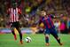 BARCELONA, SPAIN - MAY 30: Luis Suarez (R) of FC Barcelona passes the ball next to Inaki Williams during the Copa del Rey Final between Athletic Club and FC Barcelona at Camp Nou on May 30, 2015 in Barcelona, Spain. (Photo by Alex Caparros/Getty Images)