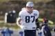 New England Patriots tight end Rob Gronkowski (87) runs during practice at the NFL football team's facility Wednesday, Dec. 16, 2015, in Foxborough, Mass. (AP Photo/Stephan Savoia)