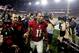 Arizona Cardinals wide receiver Larry Fitzgerald (11) leaves the field after an NFL divisional playoff football game against the Green Bay Packers, Saturday, Jan. 16, 2016, in Glendale, Ariz. The Cardinals won 26-20 in overtime. (AP Photo/Ross D. Franklin)