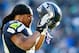 CHARLOTTE, NC - JANUARY 17: Marshawn Lynch #24 of the Seattle Seahawks looks on during the third quarter of the NFC Divisional Playoff Game against the Carolina Panthers at Bank of America Stadium on January 17, 2016 in Charlotte, North Carolina. (Photo by Jamie Squire/Getty Images)