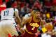 HOUSTON, TX - JANUARY 15: Kyrie Irving #2 of the Cleveland Cavaliers drives with the ball in front of James Harden #13 of the Houston Rockets during their game at the Toyota Center on January 15, 2016 in Houston, Texas. NOTE TO USER: User expressly acknowledges and agrees that, by downloading and or using this Photograph, user is consenting to the terms and conditions of the Getty Images License Agreement. (Photo by Scott Halleran/Getty Images)