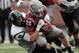 PULLMAN, WA - SEPTEMBER 05: Tyler Baker #26 of the Washington State Cougars is tackled by AJ Schlatter #31 of the Portland State Vikings in the second half at Martin Stadium on September 5, 2015 in Pullman, Washington. Portland State defeated Washington State 24-17. (Photo by William Mancebo/Getty Images)