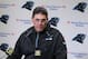 Carolina Panthers head coach Ron Rivera speaks during a news conference after the second half of an NFL divisional playoff football game against the Seattle Seahawks, Sunday, Jan. 17, 2016, in Charlotte, N.C. The Panthers won 31-24. (AP Photo/Chuck Burton)