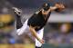 Pittsburgh Pirates relief pitcher Joe Blanton pitches in the baseball game between the Pittsburgh Pirates and the Arizona Diamondbacks, Tuesday, Aug. 18, 2015, in Pittsburgh. (AP Photo/Keith Srakocic)