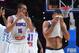 France's center Rudy Gobert (L) and France's shooting guard Evan Fournier react after France defeated Serbia to place third at the EuroBasket 2015 in Lille, northern France, on September 20, 2015. AFP PHOTO / EMMANUEL DUNAND (Photo credit should read EMMANUEL DUNAND/AFP/Getty Images)