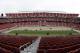 In this photo taken with a fisheye lens, workers install sod on the field at Levi's Stadium in preparation for the NFL's Super Bowl 50 in Santa Clara, Calif., Monday, Jan. 11, 2016. Less than four weeks out from the Super Bowl, the field is nearly ready to be played on thanks to long days at Levi’s Stadium by the crew working to install fresh sod and make every necessary tweak in regards to weather and other potential issues. (AP Photo/Jeff Chiu)