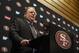 January 20, 2016; Santa Clara, CA, USA; Chip Kelly addresses the media in a press conference after being introduced as the new head coach for the San Francisco 49ers at Levi's Stadium Auditorium. Mandatory Credit: Kyle Terada-USA TODAY Sports