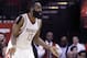 Houston Rockets' James Harden questions a foul call against him in the second half of an NBA basketball game against the Detroit Pistons, Wednesday, Jan. 20, 2016, in Houston. Detroit won 123-114. (AP Photo/Pat Sullivan)