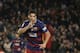 FC Barcelona's Luis Suarez celebrates after scoring against Athletic Bilbao during a Spanish La Liga soccer match at the Camp Nou stadium in Barcelona, Spain, Sunday, Jan. 17, 2016. (AP Photo/Manu Fernandez)
