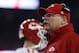 Jan 16, 2016; Foxborough, MA, USA; Kansas City Chiefs head coach Andy Reid looks on from the sidelines against the New England Patriots during the first half in the AFC Divisional round playoff game at Gillette Stadium. Mandatory Credit: David Butler II-USA TODAY Sports