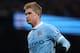 MANCHESTER, ENGLAND - JANUARY 16: Kevin De Bruyne of Manchester City during the Barclays Premier League match between Manchester City and Crystal Palace at the Etihad Stadium on January 16, 2016 in Manchester, England. (Photo by Matthew Ashton - AMA/Getty Images)