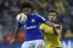 Schalke's Leroy Sane, left, and Dortmund's Sokratis challenge for the ball during the German Bundesliga soccer match between Borussia Dortmund and FC Schalke 04 in Dortmund, Germany, Sunday, Nov. 8, 2015. (AP Photo/Martin Meissner)