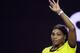 Serena Williams of the United States waves after defeating Daria Kasatkina of Russia in their third round match at the Australian Open tennis championships in Melbourne, Australia, Friday, Jan. 22, 2016.(AP Photo/Aaron Favila)