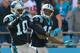 Former Buckeyes and current Carolina Panthers Corey Brown (10) and Ted Ginn Jr. (19).