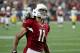 Arizona Cardinals wide receiver Larry Fitzgerald (11) celebrates a catch against the Green Bay Packers during the second half of an NFL divisional playoff football game, Saturday, Jan. 16, 2016, in Glendale, Ariz. (AP Photo/Ross D. Franklin)