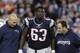 Oct 29, 2015; Foxborough, MA, USA; New England Patriots guard Tre' Jackson (63) walks off the field after inuring his leg during the fourth quarter against the Miami Dolphins at Gillette Stadium. Mandatory Credit: Stew Milne-USA TODAY Sports