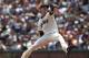 San Francisco Giants pitcher Tim Lincecum throws to the Colorado Rockies during the first inning of a baseball game, Saturday, June 27, 2015, in San Francisco. (AP Photo/George Nikitin)
