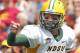 AMES, IA - AUGUST 30: Quarterback Carson Wentz #11 of the North Dakota State Bison calls a play in the second half of play against the Iowa State Cyclones at Jack Trice Stadium on August 30, 2014 in Ames, Iowa. North Dakota State defeated Iowa State 34-14. (Photo by David K Purdy/Getty Images)