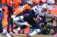 Jan 24, 2016; Denver, CO, USA; New England Patriots quarterback Tom Brady (12) is sacked by Denver Broncos outside linebacker Von Miller (58) in the second half in the AFC Championship football game at Sports Authority Field at Mile High. Mandatory Credit: Mark J. Rebilas-USA TODAY Sports