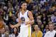Jan 22, 2016; Oakland, CA, USA; Golden State Warriors guard Stephen Curry (30) reacts to a change of possession call during action against the Indiana Pacers in the third quarter at Oracle Arena. The Warriors defeated the Pacers 122-110. Mandatory Credit: Cary Edmondson-USA TODAY Sports