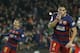FC Barcelona's Luis Suarez celebrates after scoring against Athletic Bilbao during a Spanish La Liga soccer match at the Camp Nou stadium in Barcelona, Spain, Sunday, Jan. 17, 2016. (AP Photo/Manu Fernandez)