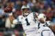 CHARLOTTE, NC - JANUARY 24: Quarterback Cam Newton #1 of the Carolina Panthers passes during the NFC Championship Game against the Arizona Cardinals at Bank of America Stadium on January 24, 2016 in Charlotte, North Carolina. (Photo by Ronald C. Modra/Sports Imagery/Getty Images)