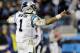 Carolina Panthers' Cam Newton- celebrates a first down pass during the second half the NFL football NFC Championship game against the Arizona Cardinals, Sunday, Jan. 24, 2016, in Charlotte, N.C. (AP Photo/David J. Phillip)